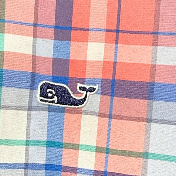 Vineyard Vines Performance Button Down Whale Shirt Mens S Plaid Preppy Coastal - Picture 2 of 8